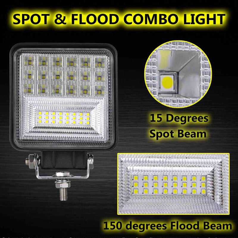 Muto-Beam LED Tractor Work Light Bars, 2PCS 4 Inch Pods LED Driving Lights Fog Lights Square Lighting Spot Flood Combo Light for Truck Tractor Trailer ATV UTV SXS Pickup Boat - Image 3